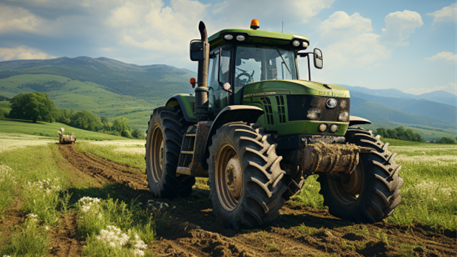 Tractor in a open field
